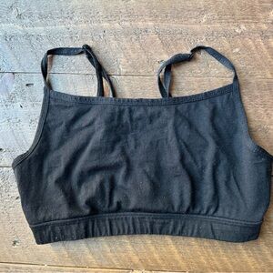 Women's Black Merino Wool Luna Bralette with Adjustable Straps